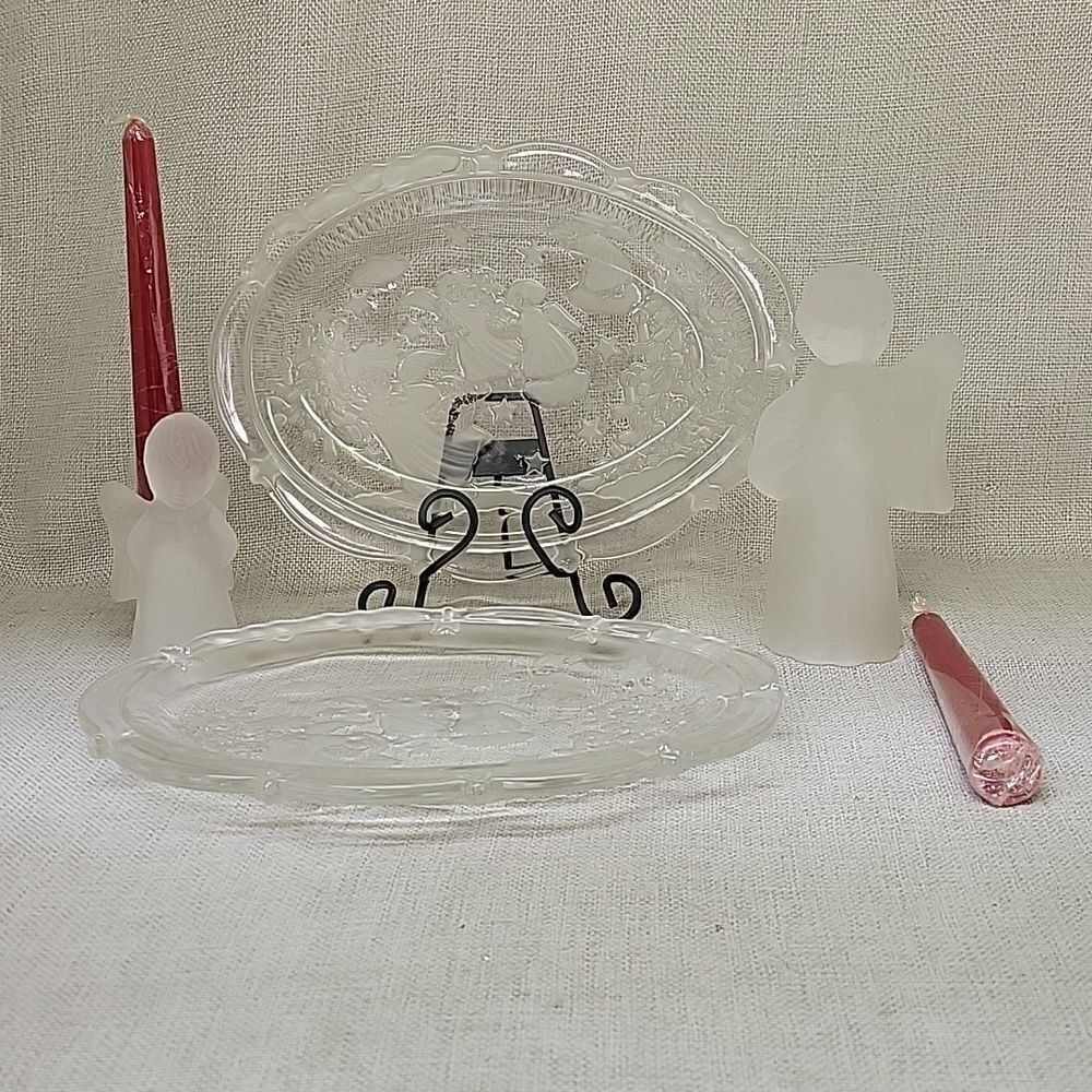 Mikasa Holiday classics sweet dish, set‎ 2 and 2 Mikasa angel candle holders